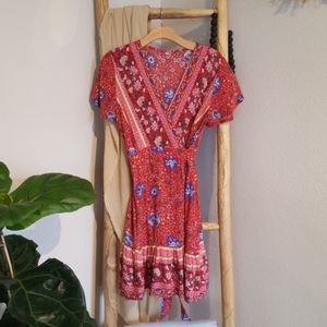 Boho Floral Wrap Dress